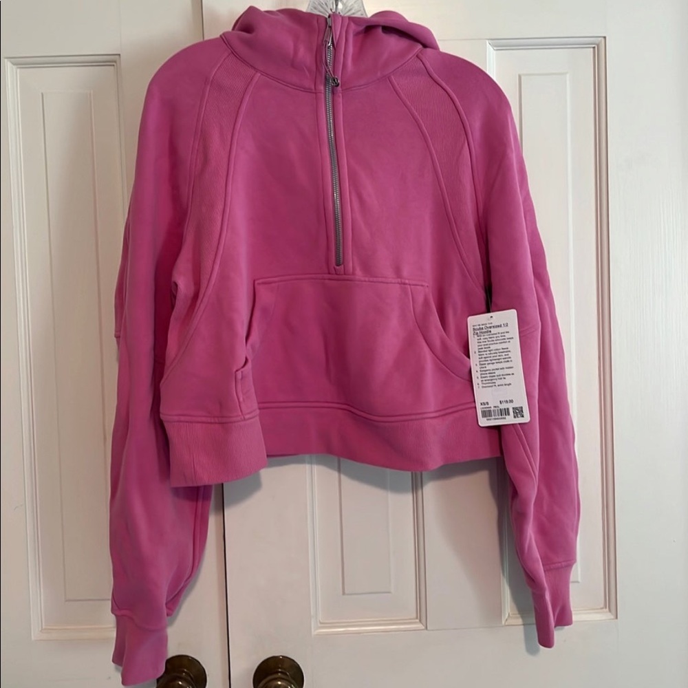 Lululemon scuba oversized half zip in pink blossom xs/s